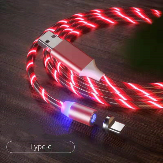 Magnetic Fast Charging Cable with LED Indicator - Compatible with Lightning, Micro USB, and Type-C Devices